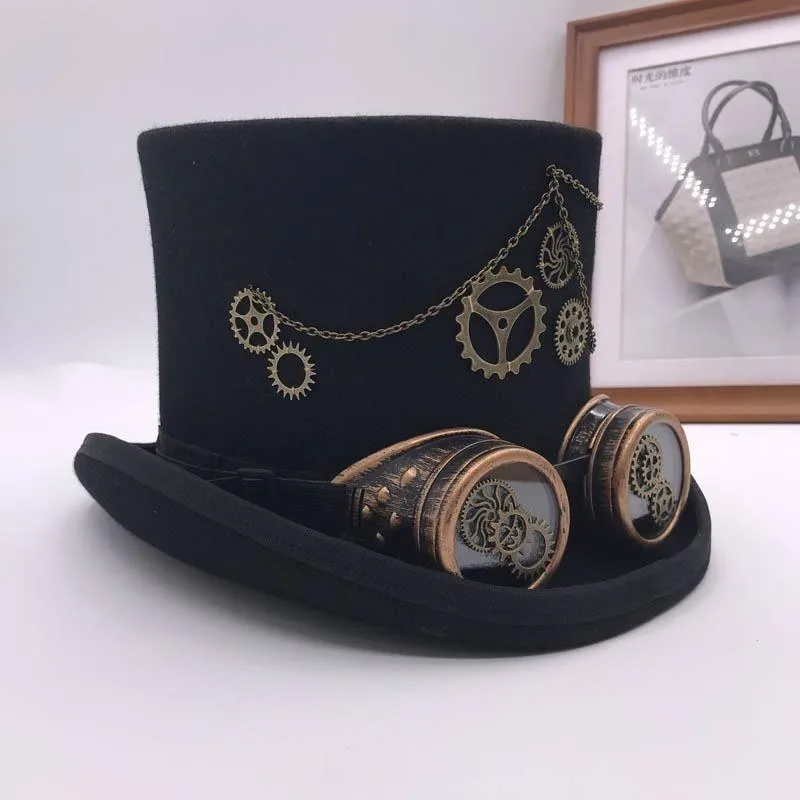 Aanzicht 2 — Steampunk hoed – hoge hoed