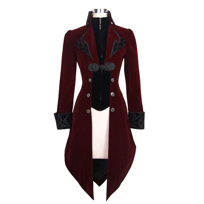 Aanzicht 2 — Steampunk jas – rood