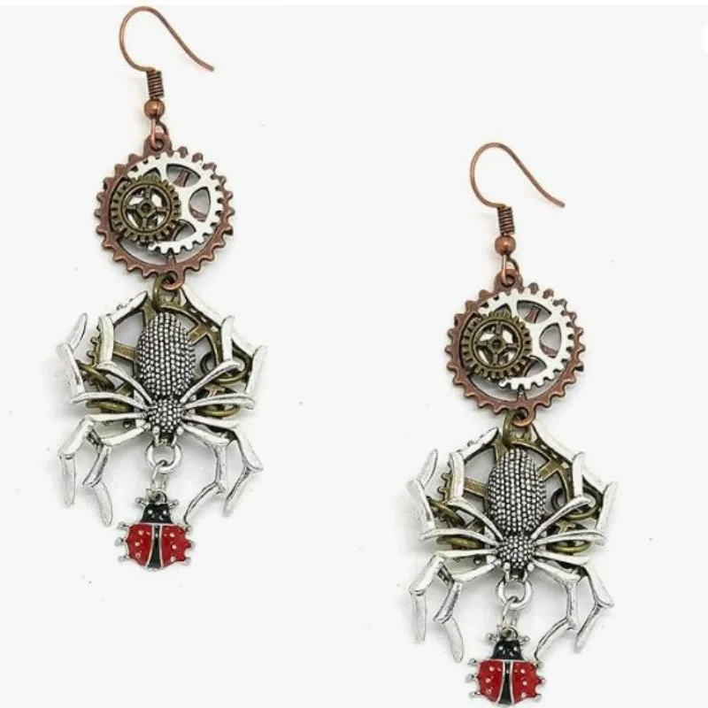 Steampunk oorbellen – spin
