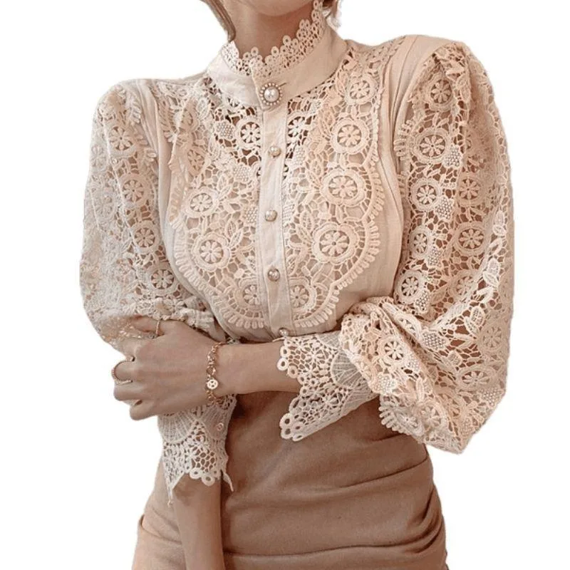 Aanzicht 3 — Blouse – Victoriaans kant opstaande kraag