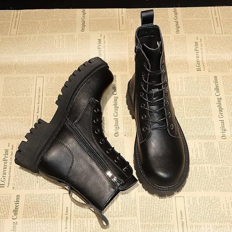 Aanzicht 4 — Enkellaarzen voor dames – militaire stijl