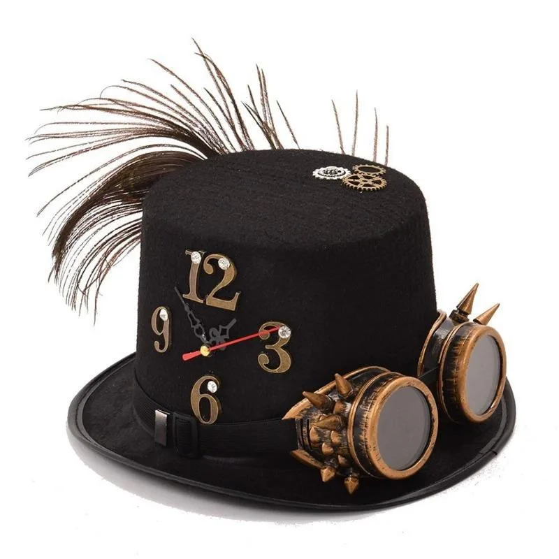 Steampunk hoed – met veer