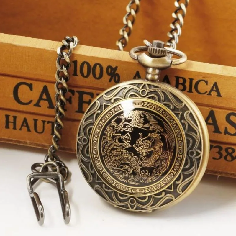 Aanzicht 3 — Steampunk zakhorloge – met springdeksel