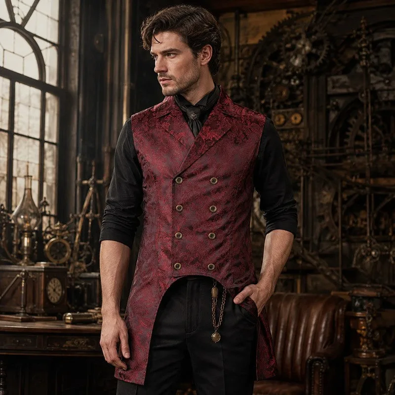 Aanzicht 2 — Jas voor heren – kostuum gothic mouwloos rood