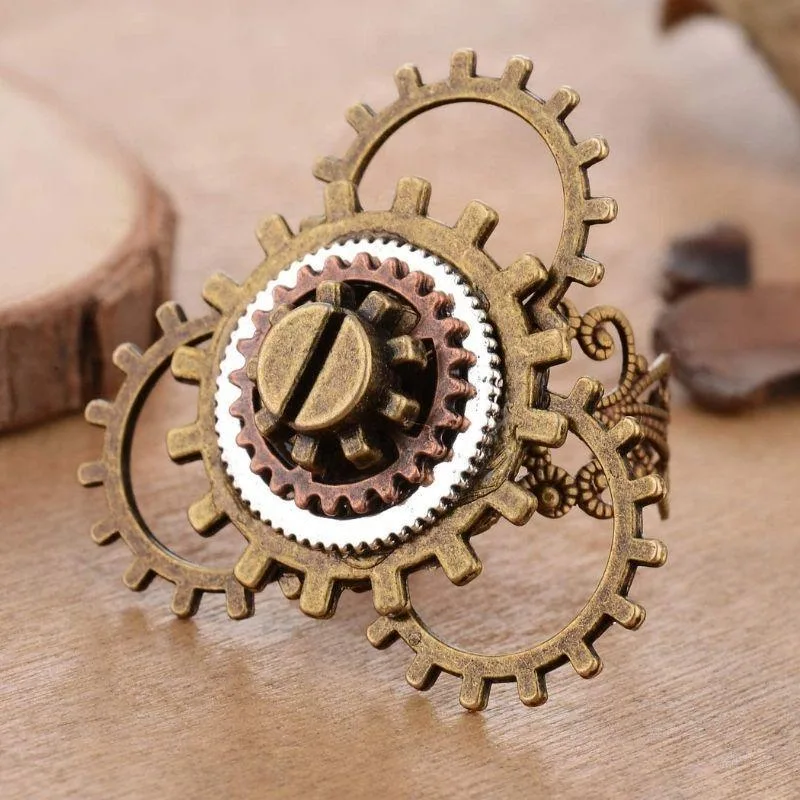 Aanzicht 3 — Steampunk ring – tandwiel