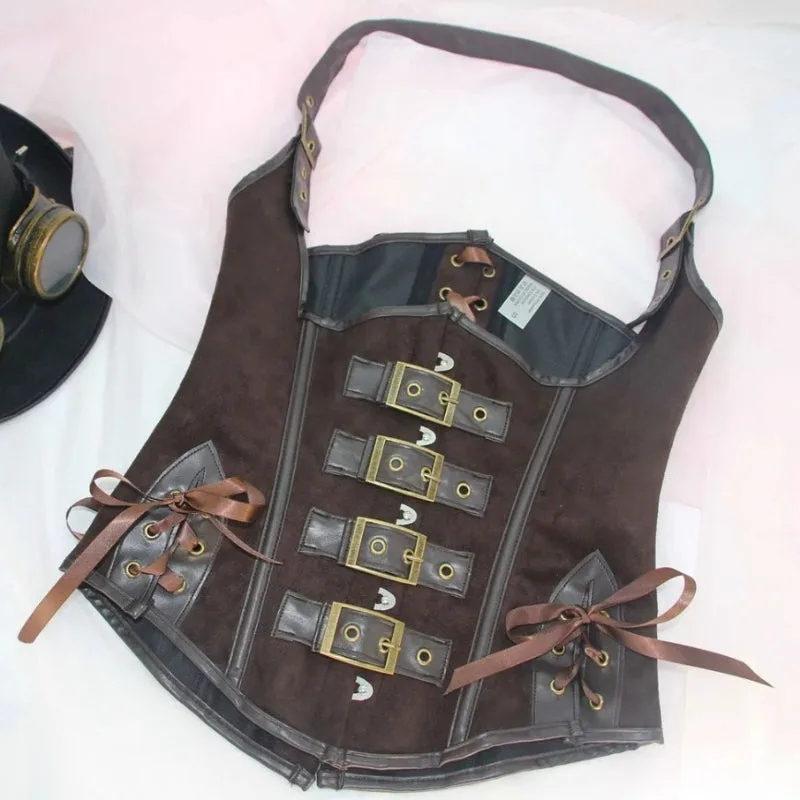 Aanzicht 2 — Steampunk korset – van kunstleer