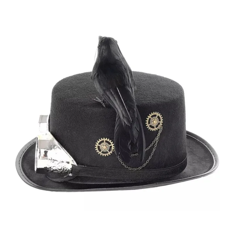 Aanzicht 4 — Steampunk hoed – met vogel