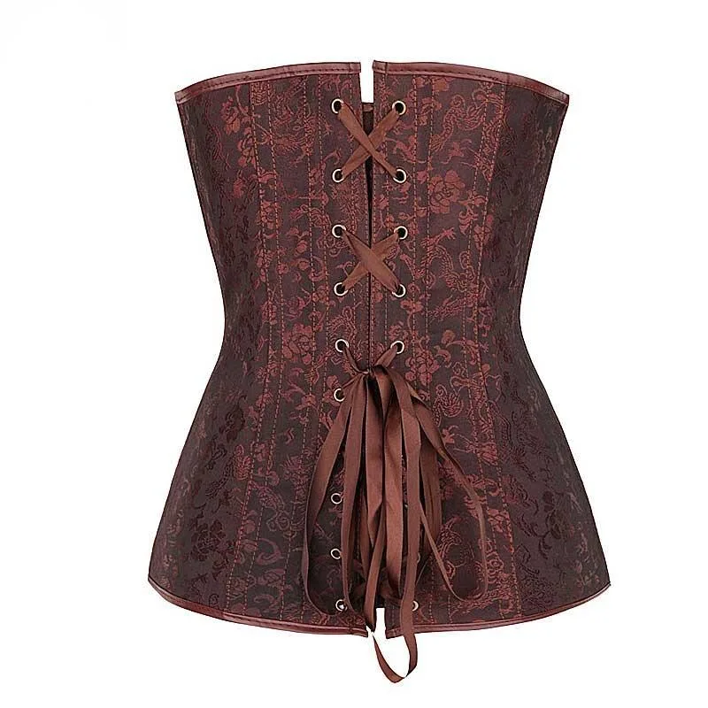 Aanzicht 3 — Steampunk korset – vintage bruin