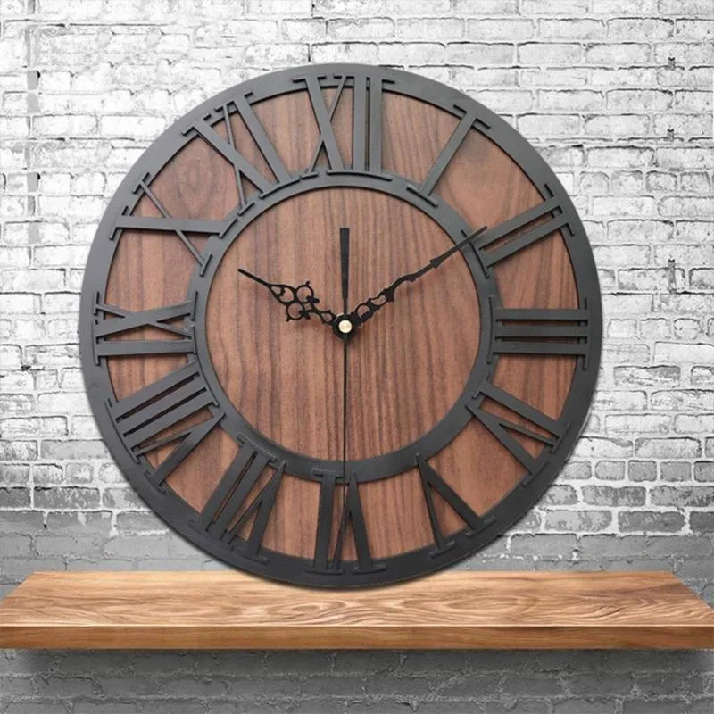 Aanzicht 2 — Steampunk horloge – industrieel van hout