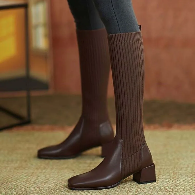 Aanzicht 2 — Sockboots voor dames – bruin