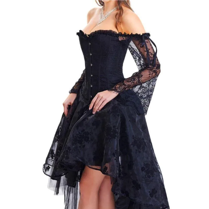 Aanzicht 3 — Steampunk jurk – avond zwart