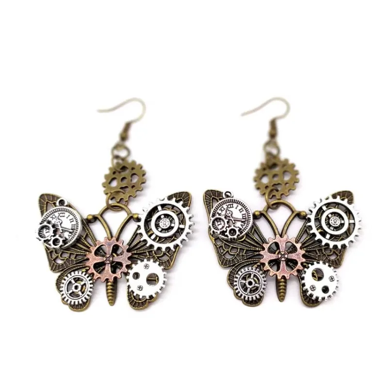 Steampunk oorbellen – vlinder