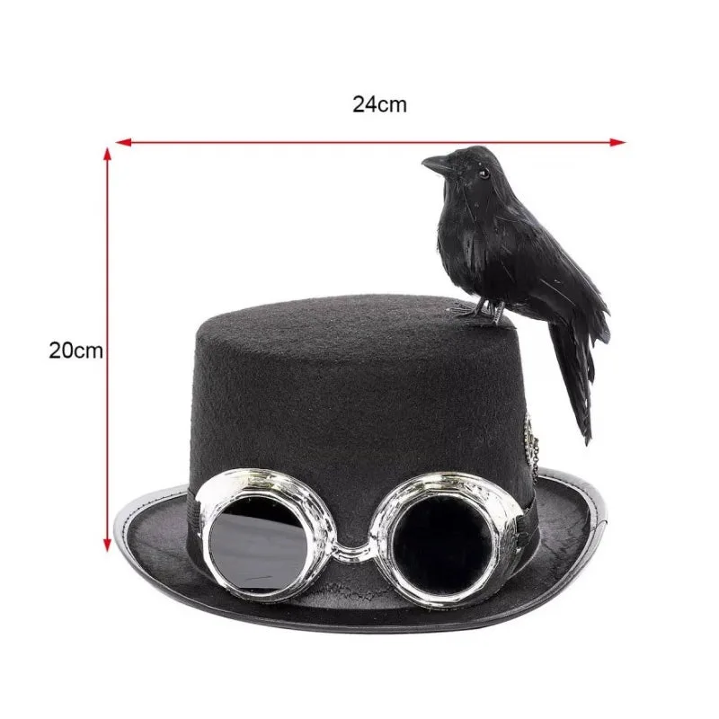 Aanzicht 3 — Steampunk hoed – met vogel
