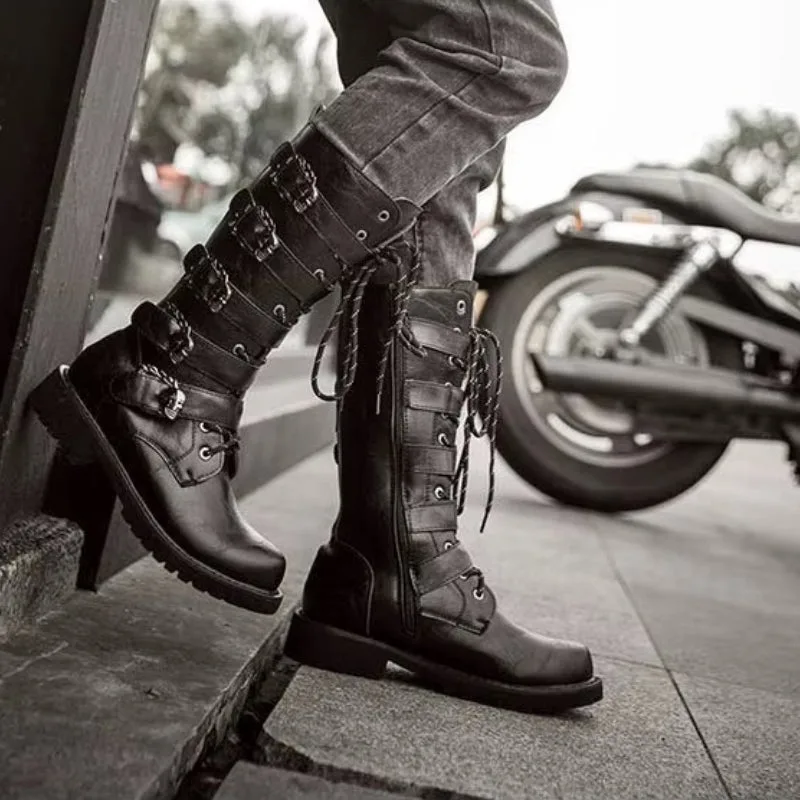 Aanzicht 2 — Steampunk laars voor heren – van PU