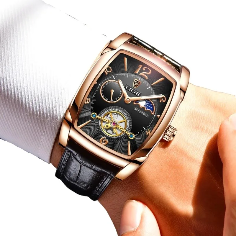 Aanzicht 9 — Horloge voor heren – rechthoekig elegante stijl