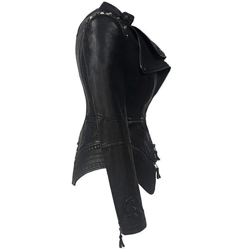 Aanzicht 2 — Jas voor dames – van kunstleer gothic
