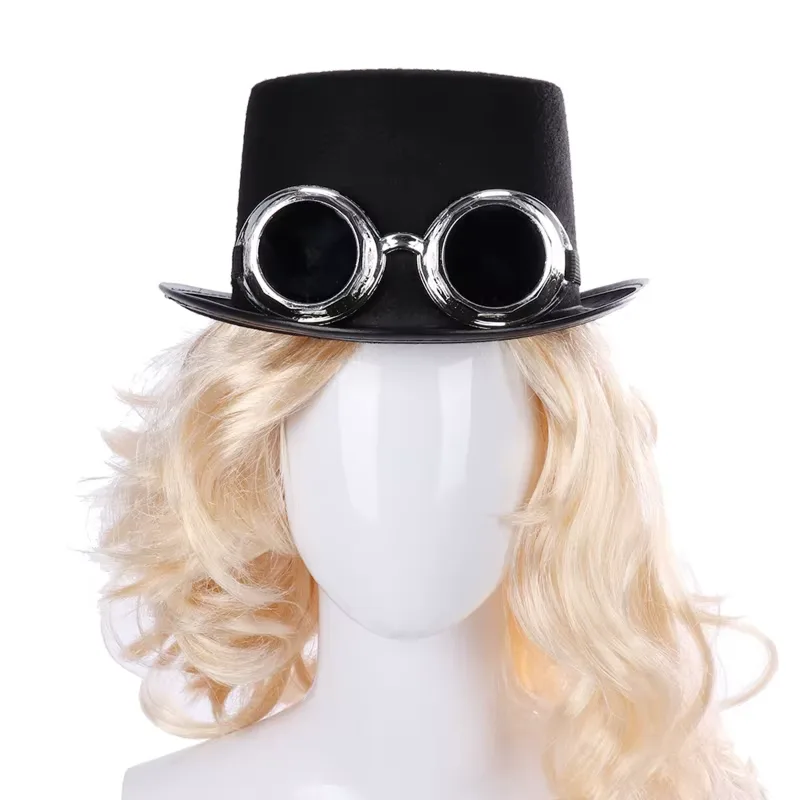 Aanzicht 2 — Steampunk hoed – met bril in lasbrilstijl