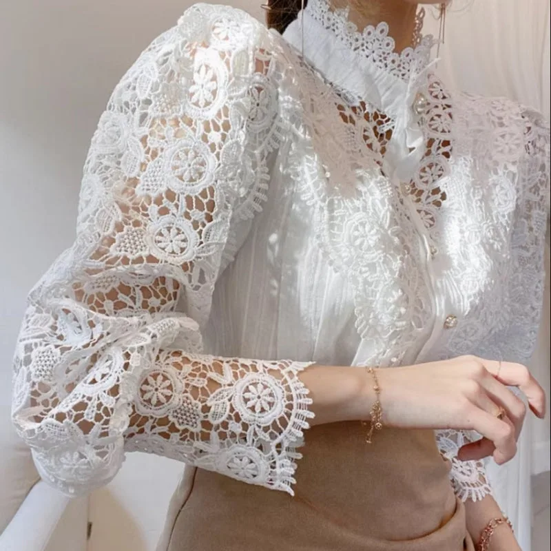 Aanzicht 2 — Blouse – kant kraag Victoriaans
