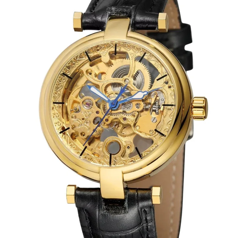 Skeleton horloge voor dames – armband leer