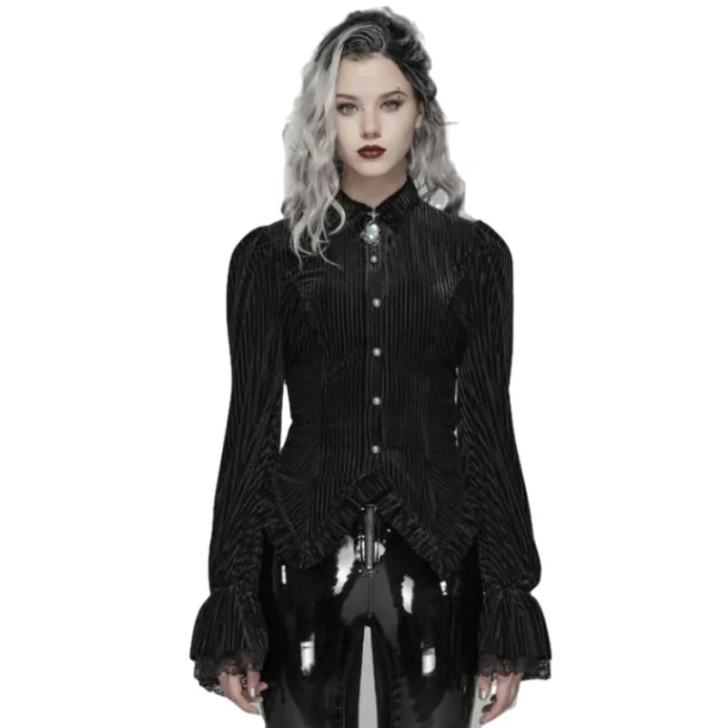 Steampunk blouse voor dames – gestreept