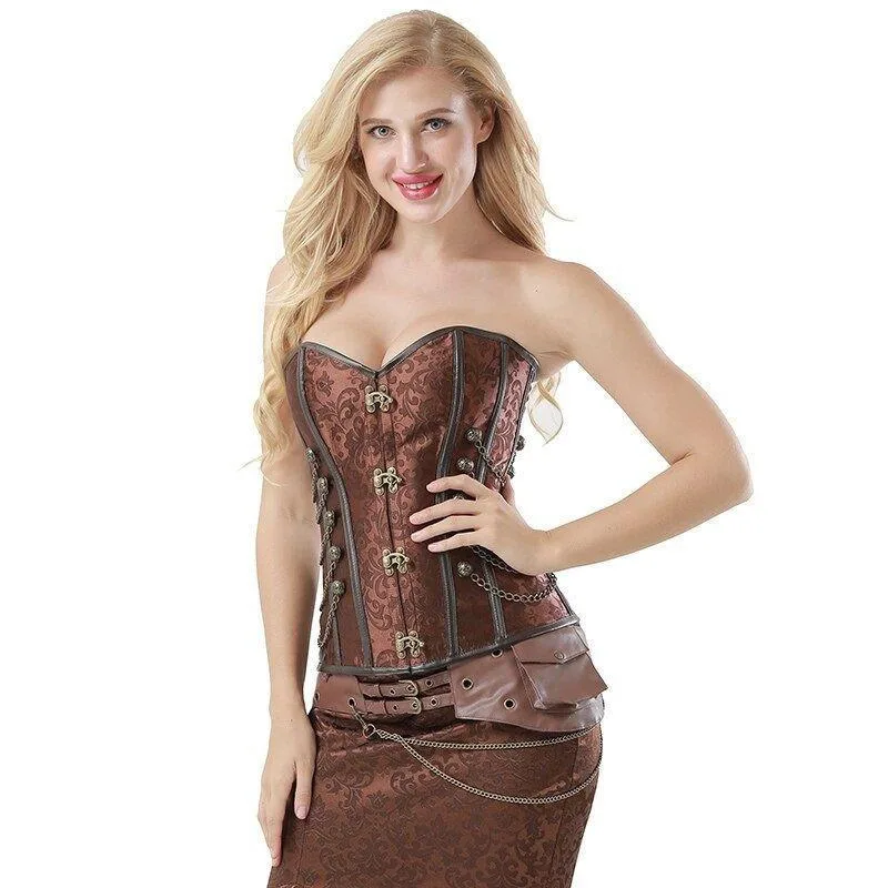 Aanzicht 7 — Steampunk korset – bruin