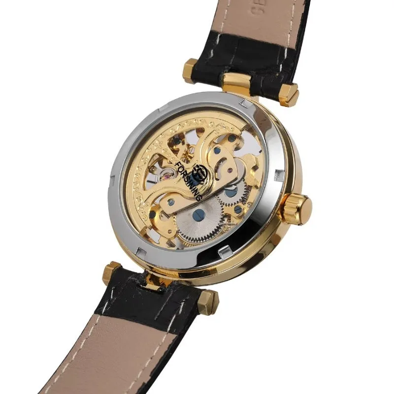 Aanzicht 3 — Skeleton horloge voor dames – armband leer