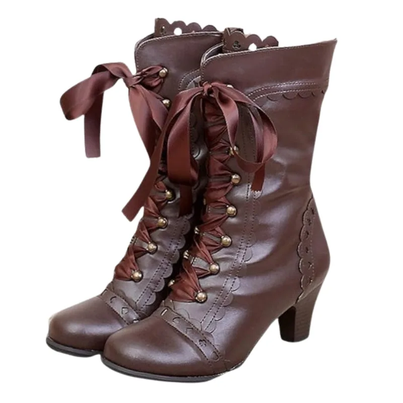 Aanzicht 13 — Steampunk enkellaarzen – Victoriaans met vetersluiting