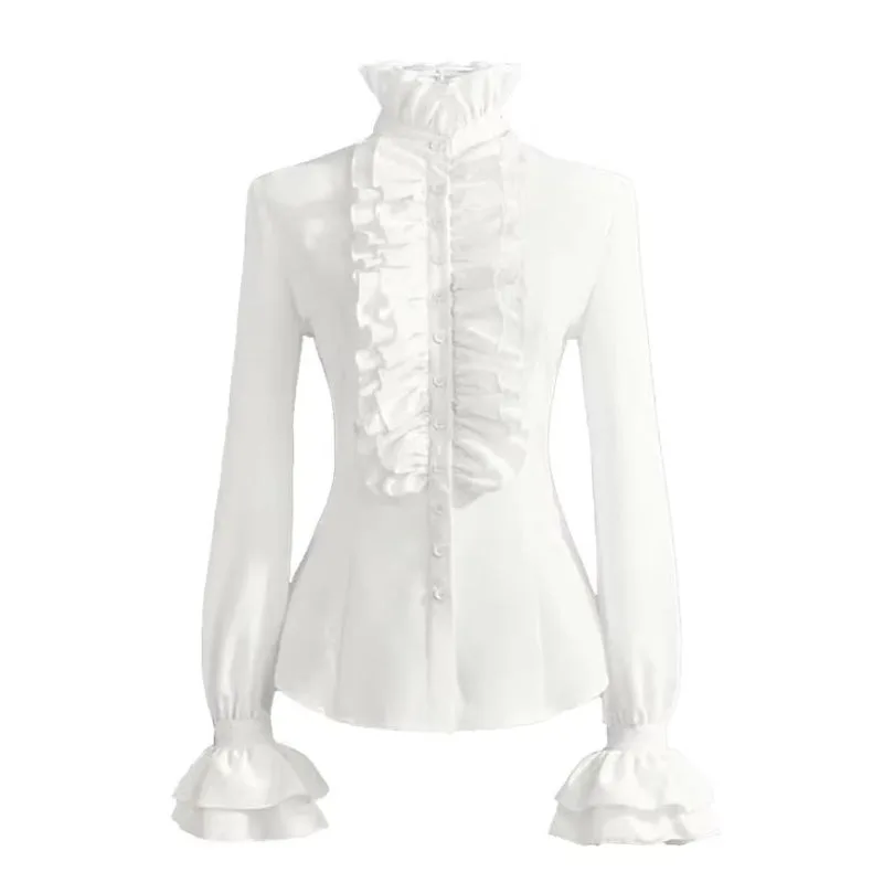 Steampunk blouse voor dames – wit