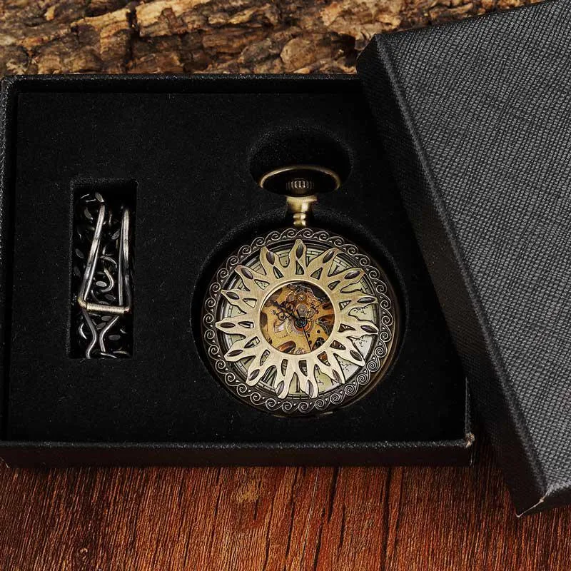 Aanzicht 8 — Steampunk zakhorloge – zon