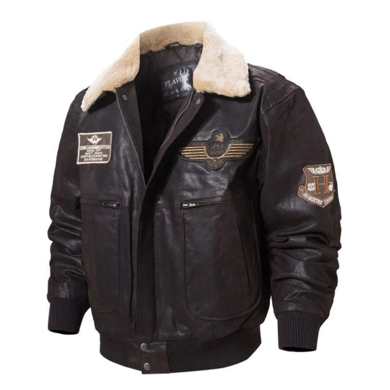 Aanzicht 6 — Steampunk jas – pilotenstijl van leer