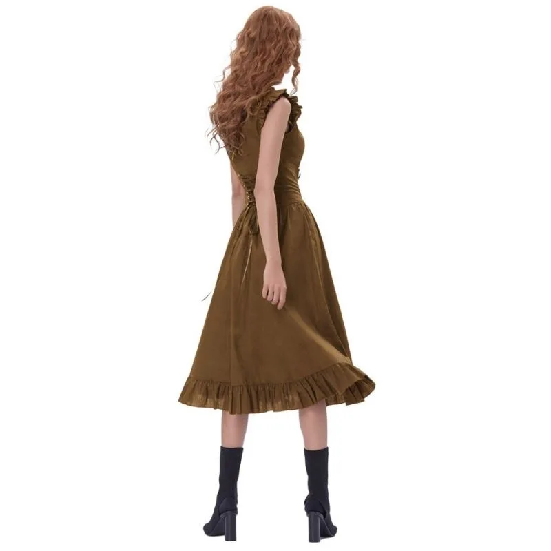 Aanzicht 5 — Steampunk jurk – lang bruin