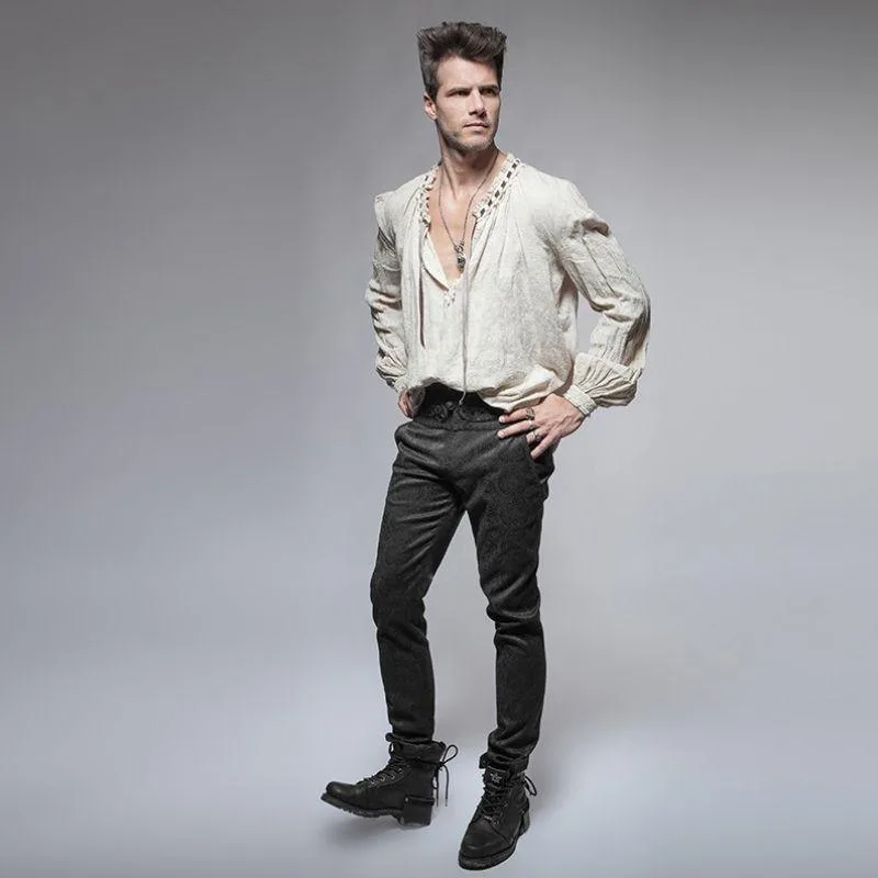 Aanzicht 3 — Steampunk broek – hoge tailleband vintage