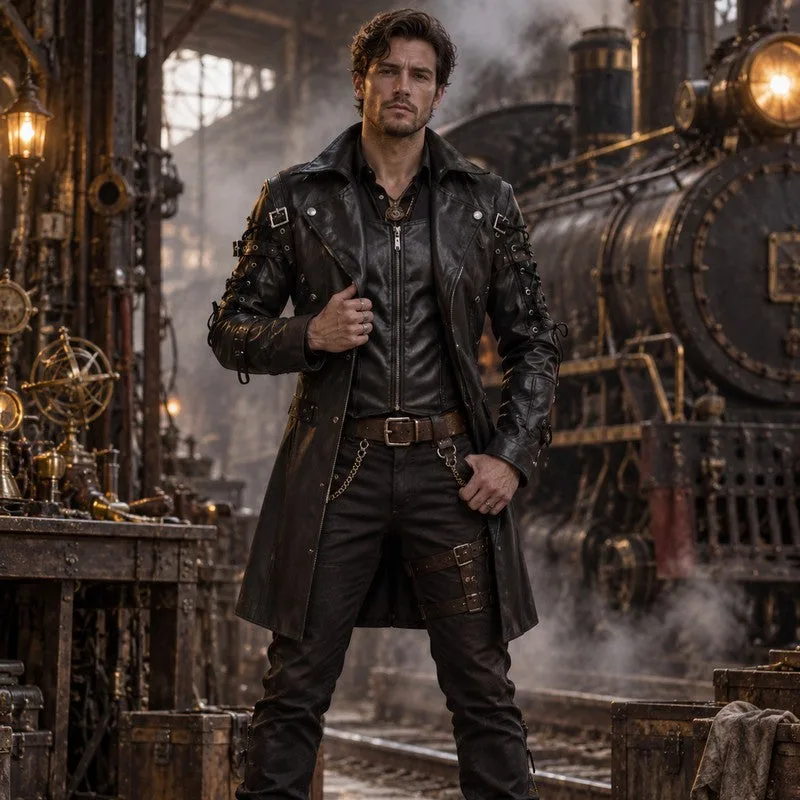 Aanzicht 7 — Steampunk jas – gothic van PU