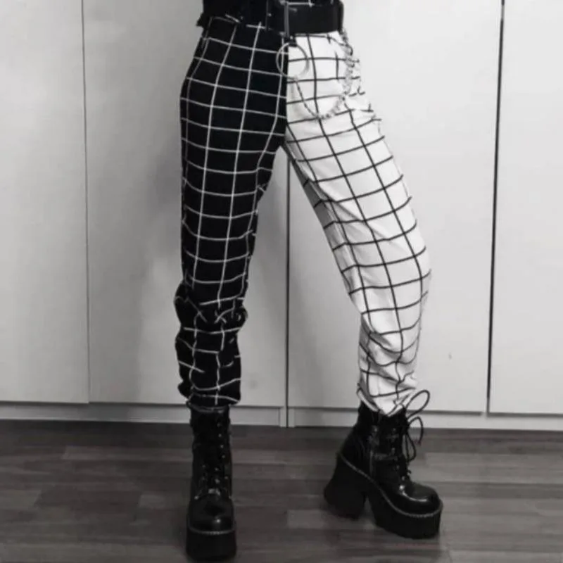 Broek voor dames – gothic zwart en wit