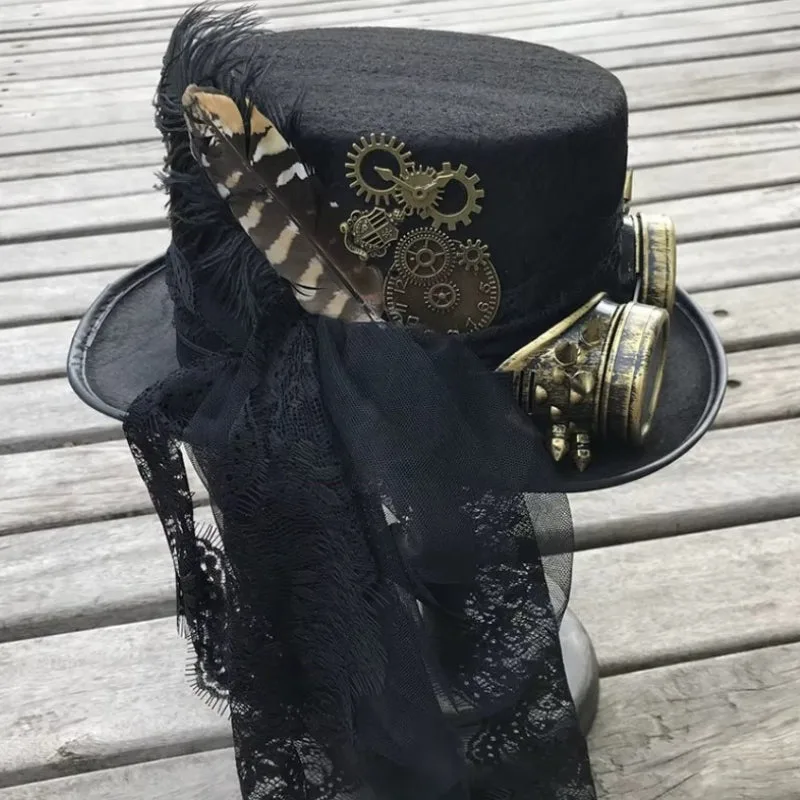 Aanzicht 5 — Steampunk hoed – kant