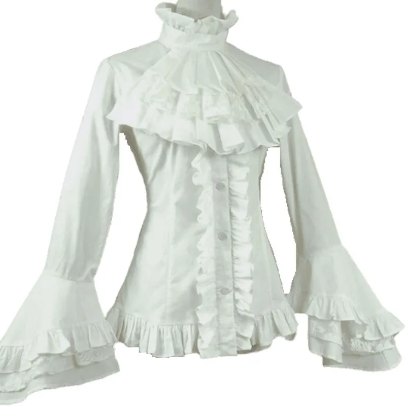 Aanzicht 9 — Blouse met jabot gothic wit