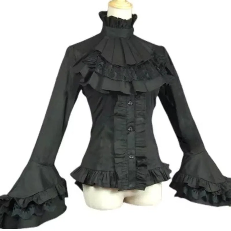Blouse met jabot gothic wit