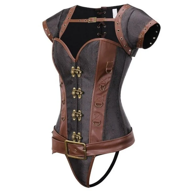 Aanzicht 5 — Steampunk korset – leer