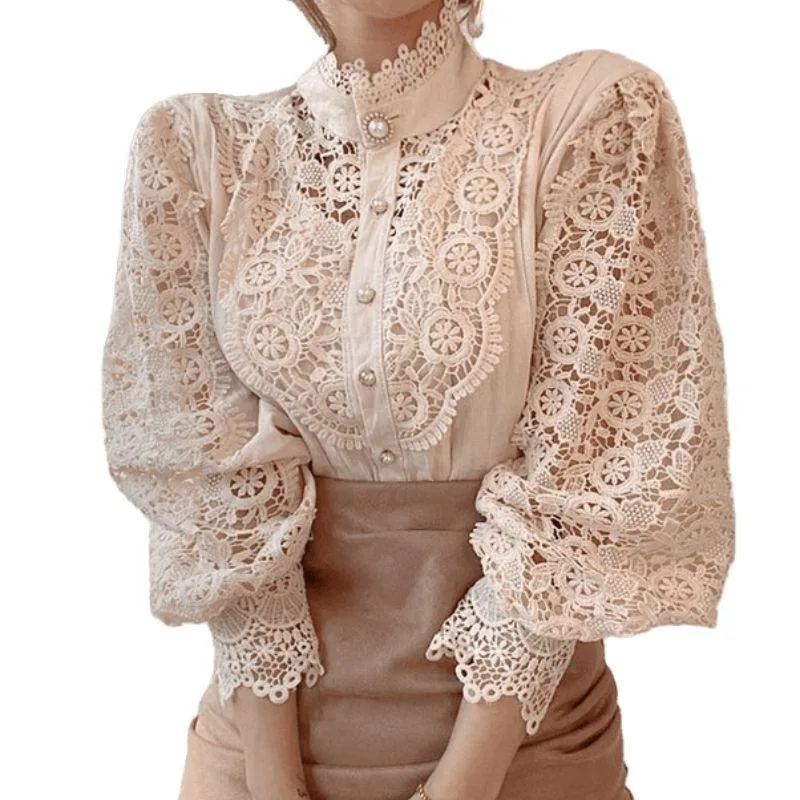 Aanzicht 2 — Blouse – Victoriaans kant opstaande kraag