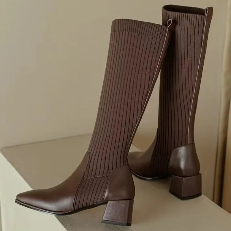 Aanzicht 3 — Sockboots voor dames – bruin