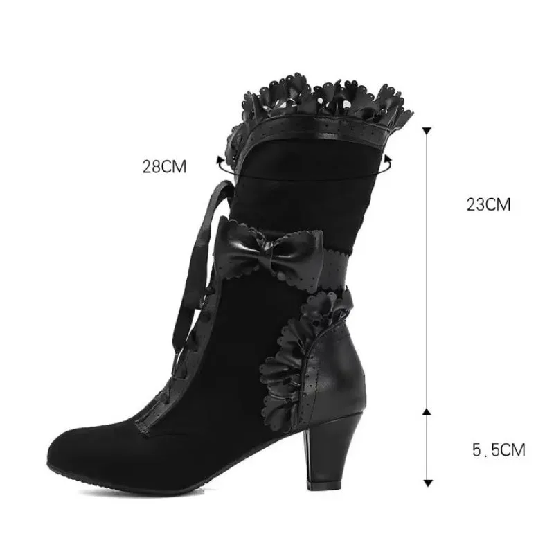 Aanzicht 3 — Steampunk enkellaarzen – rood