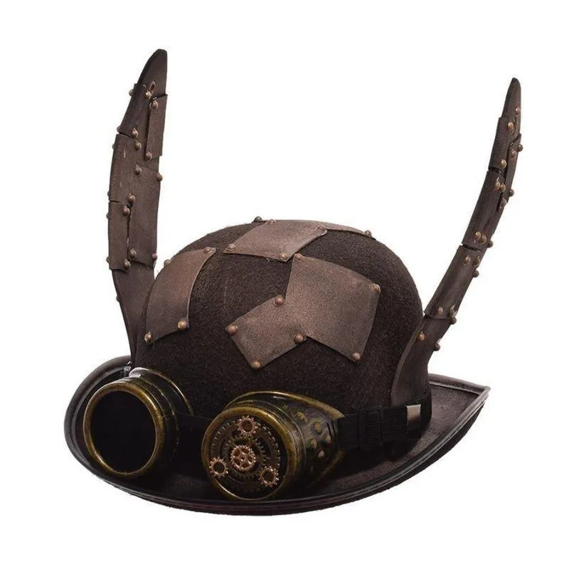 Aanzicht 2 — Steampunk hoed met hazenoren