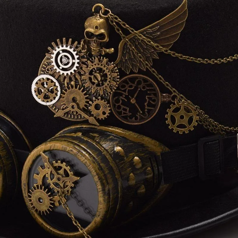 Aanzicht 4 — Steampunk hoed – met bril