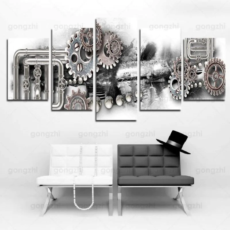 Aanzicht 3 — Steampunk wanddecoratie – tandwiel industrieel