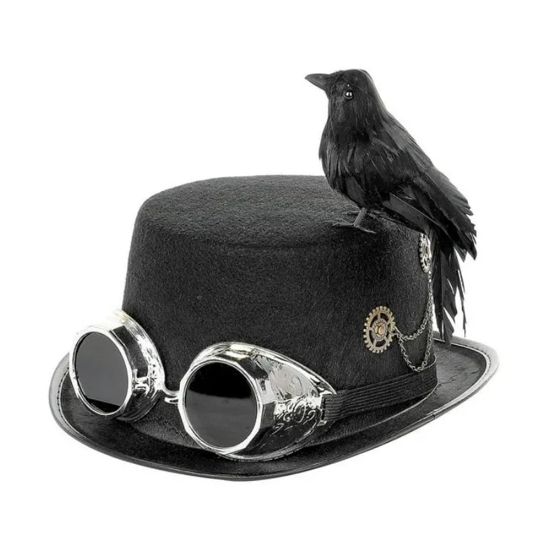 Aanzicht 6 — Steampunk hoed – met vogel