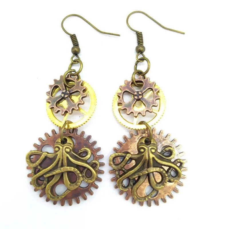 Aanzicht 13 — Steampunk oorbellen – hangend