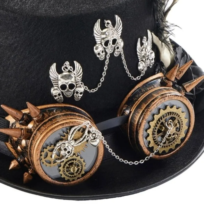 Aanzicht 6 — Steampunk hoed – schedel