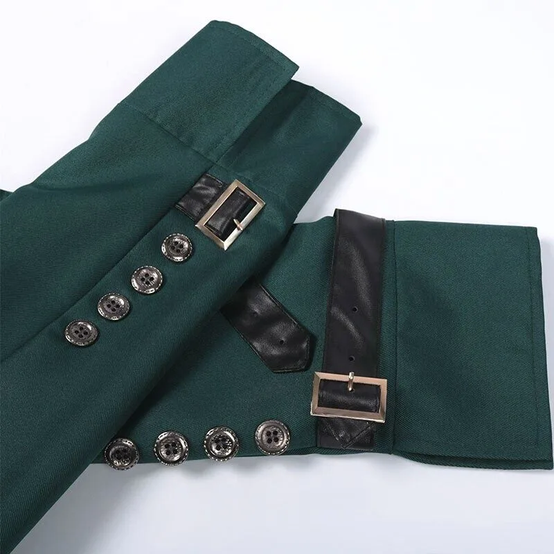 Aanzicht 4 — Steampunk jas – groen