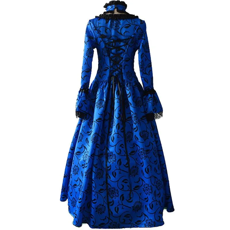 Aanzicht 2 — Steampunk jurk – Victoriaans blauw