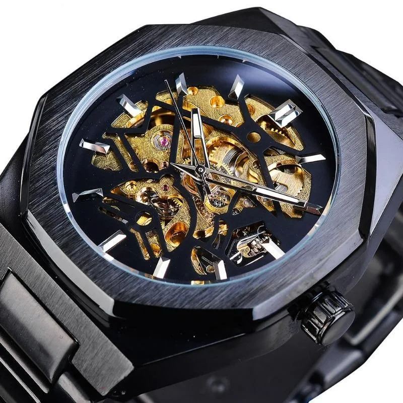Aanzicht 4 — Steampunk horloge – wijzerplaat zeshoekig